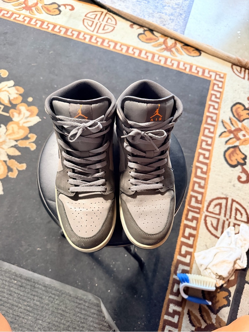 Jordan Men’s High-Top Sneakers in Gray with Orange Jumpman